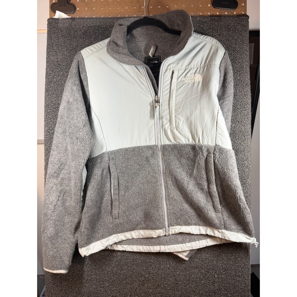The North Face Denali Fleece Jacket Womens Small Grey Blue Colorblock Full Zip